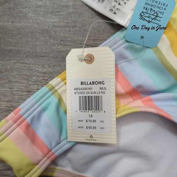 Billabong Girl's Stoked on Sun Bikini Bottom Size 14 - Picture 2 of 3